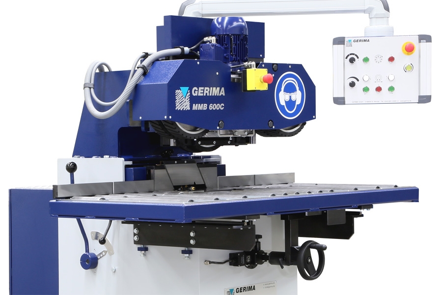 Edge milling machine MMB 600C, swiveling control panel with button and potentiometer
